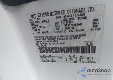 2003 Ford F-150 Xl/Xlt from USA, damaged, VIN 2FTRX17273CA37981